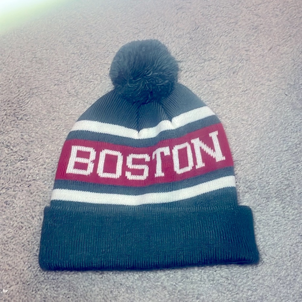 Cotton On Boston beanie skater pom pom striped